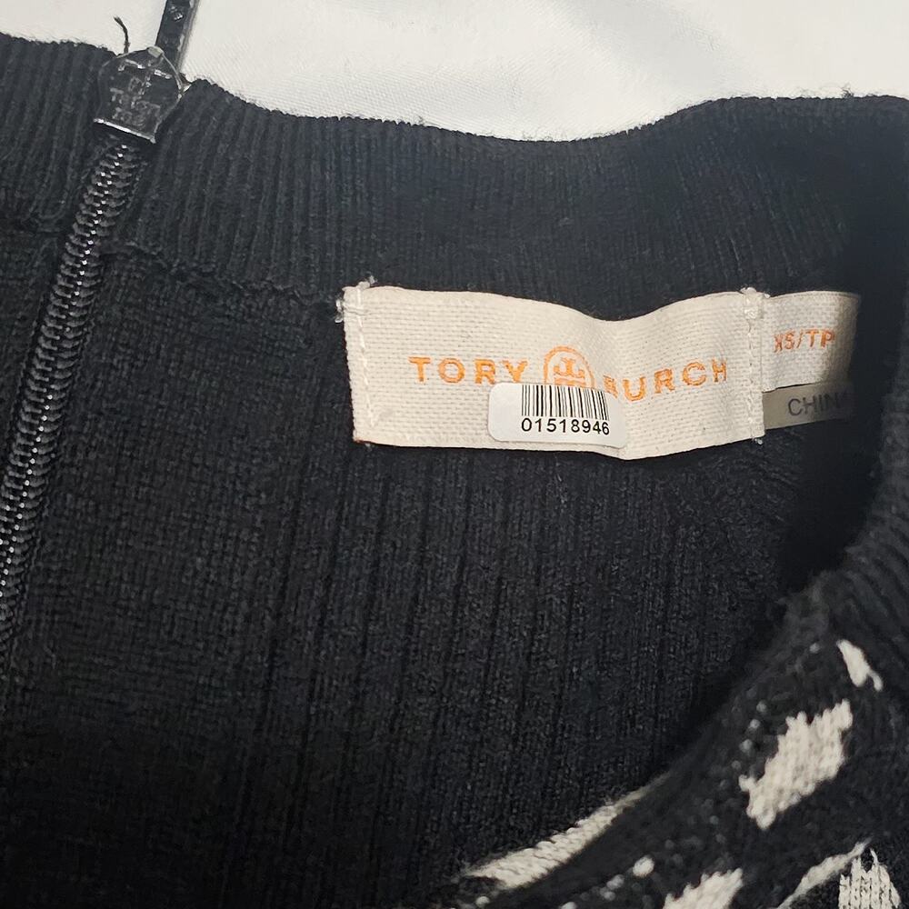 Tory Burch Black Dotted Pony ribbed knit Gemma Merino Wool sweater dress size XS - Picture 10 of 13